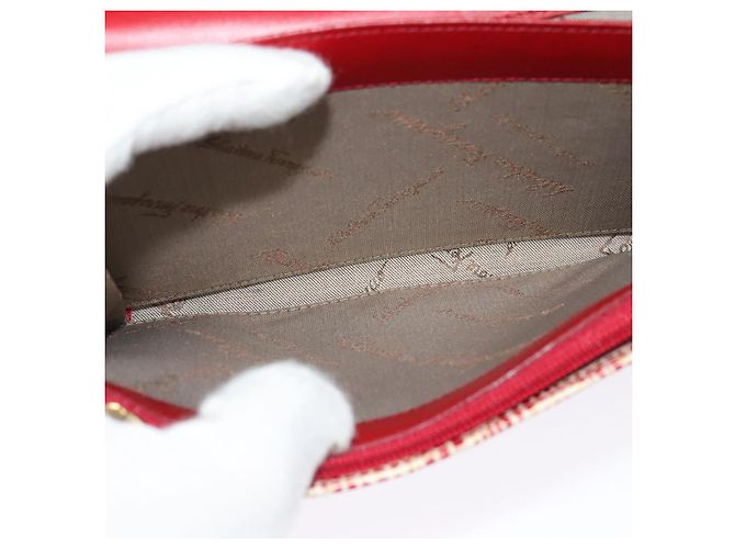Portafoglio a spalla Salvatore Ferragamo Pelle Rossa Oro Auth sw1278 Rosso D'oro - vista 22