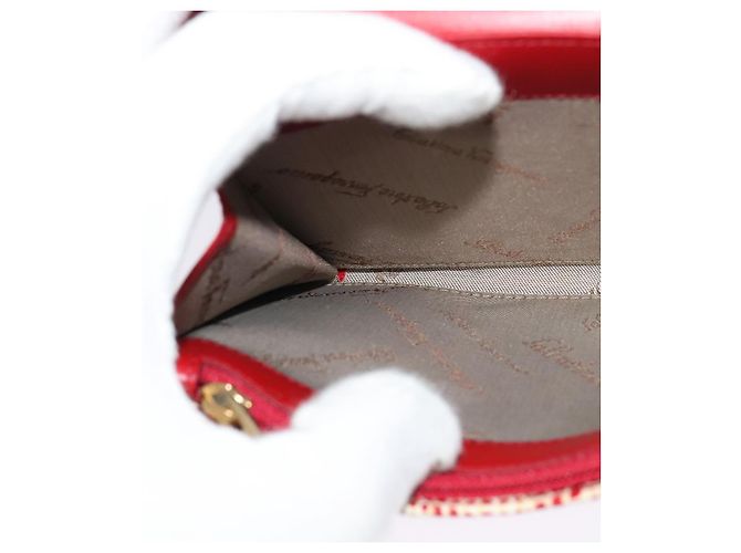 Portafoglio a spalla Salvatore Ferragamo Pelle Rossa Oro Auth sw1278 Rosso D'oro - vista 24