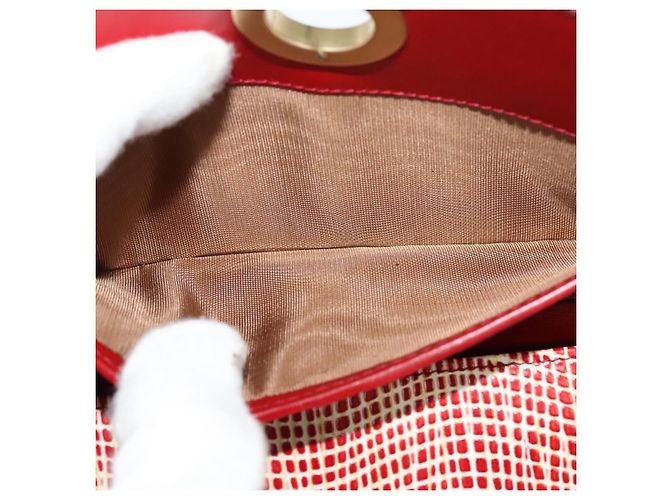 Portafoglio a spalla Salvatore Ferragamo Pelle Rossa Oro Auth sw1278 Rosso D'oro - vista 27