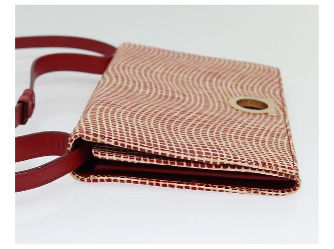 Portafoglio a spalla Salvatore Ferragamo Pelle Rossa Oro Auth sw1278 Rosso D'oro - vista 3