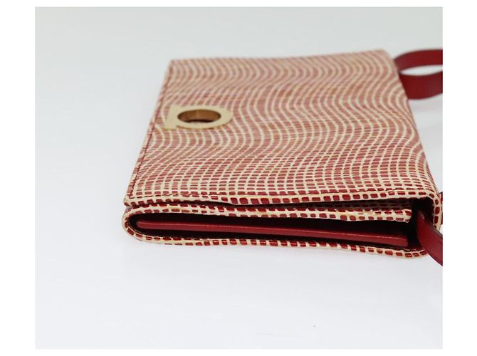 Portafoglio a spalla Salvatore Ferragamo Pelle Rossa Oro Auth sw1278 Rosso D'oro - vista 4