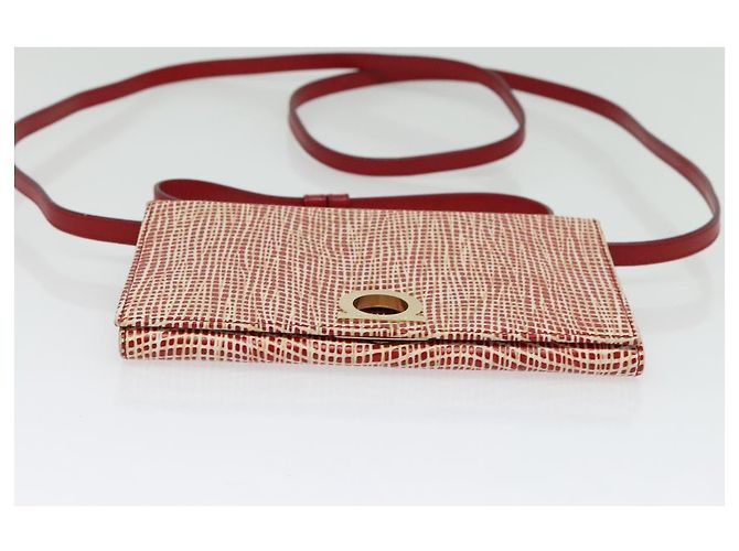 Portafoglio a spalla Salvatore Ferragamo Pelle Rossa Oro Auth sw1278 Rosso D'oro - vista 5
