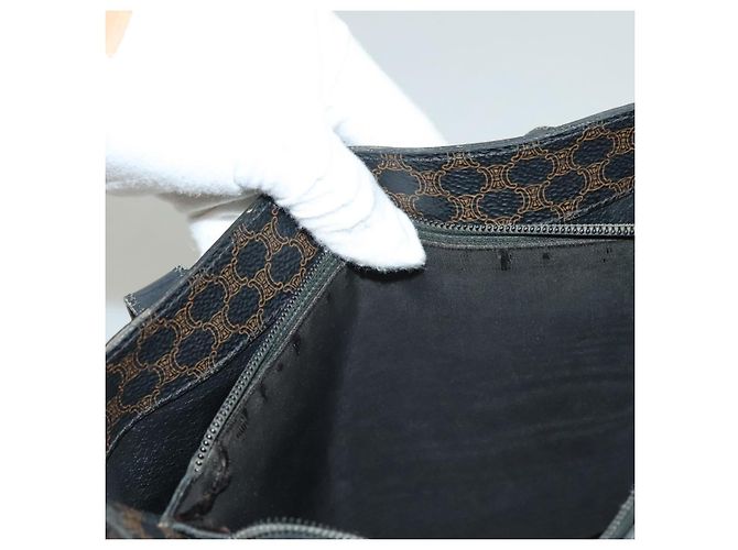 Céline Borsa a mano in tela Macadam CELINE in pelle PVC nera e oro Auth 134008 Nero D'oro - vista 11