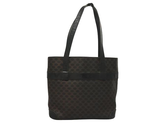 Céline Borsa a mano in tela Macadam CELINE in pelle PVC nera e oro Auth 134008 Nero D'oro - vista 13