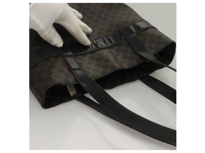 Céline Borsa a mano in tela Macadam CELINE in pelle PVC nera e oro Auth 134008 Nero D'oro - vista 6
