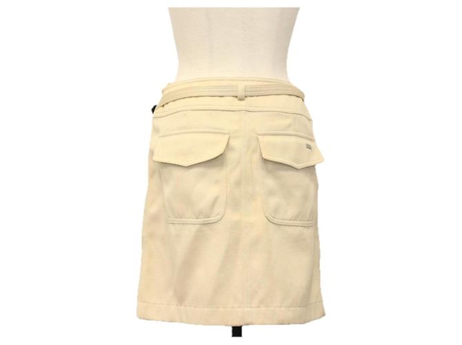 FALDA CHANEL DENIM CUERO BEIGE CC Auth 133000M - vista 2