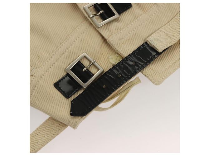 FALDA CHANEL DENIM CUERO BEIGE CC Auth 133000M - vista 7