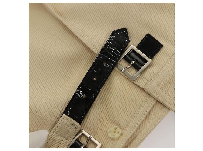 FALDA CHANEL DENIM CUERO BEIGE CC Auth 133000M - vista 8