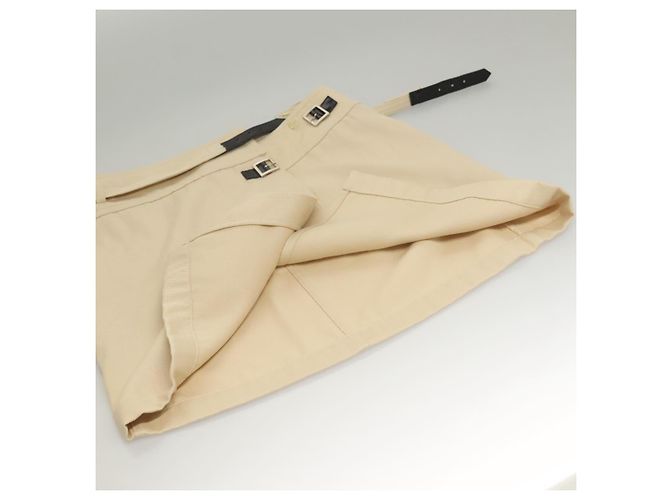 FALDA CHANEL DENIM CUERO BEIGE CC Auth 133000M - vista 9