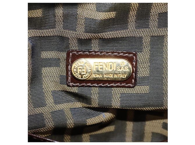 FENDI Strohtasche Handtasche Raffia Braun Gold Auth 134439V Golden - Ansicht 19