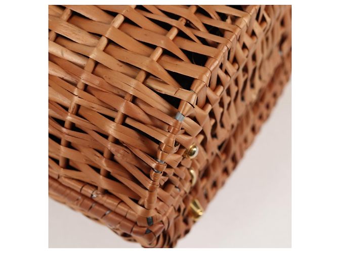 FENDI Strohtasche Handtasche Raffia Braun Gold Auth 134439V Golden - Ansicht 9