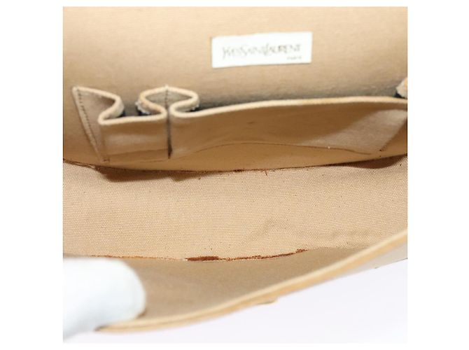 Saint Laurent Borsa a Spalla in Tela e Pelle Khaki Auth BA3537 Cachi - vista 10
