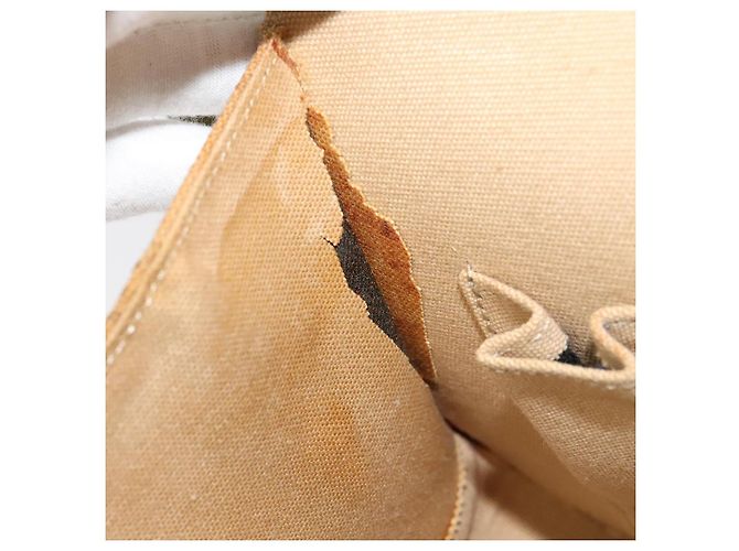 Saint Laurent Borsa a Spalla in Tela e Pelle Khaki Auth BA3537 Cachi - vista 11