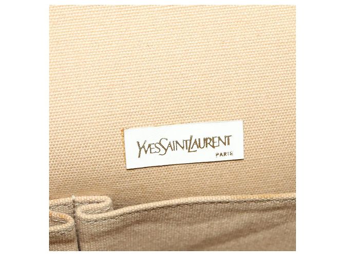 Saint Laurent Borsa a Spalla in Tela e Pelle Khaki Auth BA3537 Cachi - vista 19