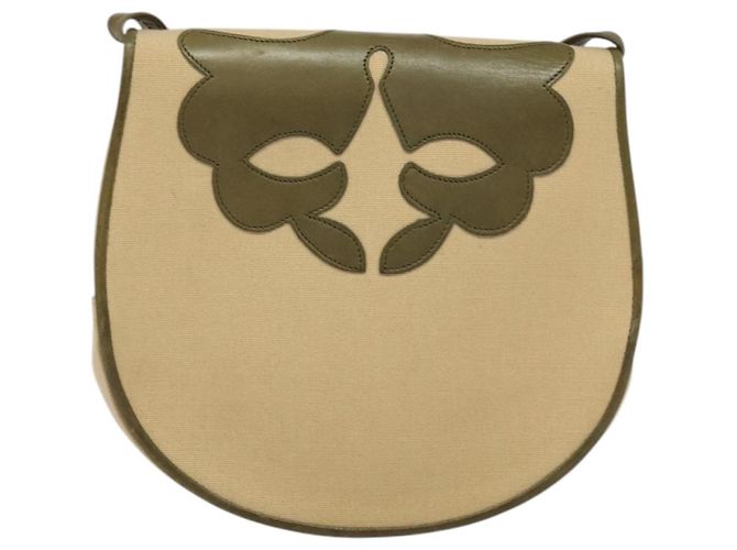 Saint Laurent Borsa a Spalla in Tela e Pelle Khaki Auth BA3537 Cachi - vista 2
