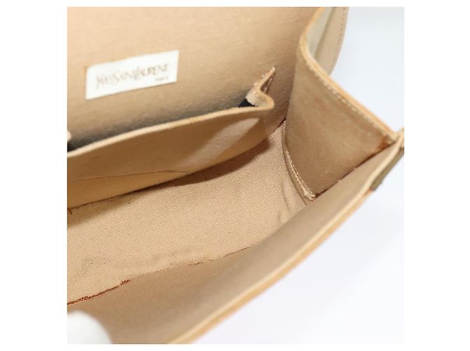 Saint Laurent Borsa a Spalla in Tela e Pelle Khaki Auth BA3537 Cachi - vista 20