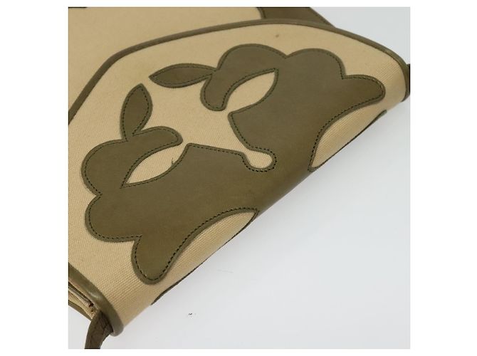 Saint Laurent Borsa a Spalla in Tela e Pelle Khaki Auth BA3537 Cachi - vista 6