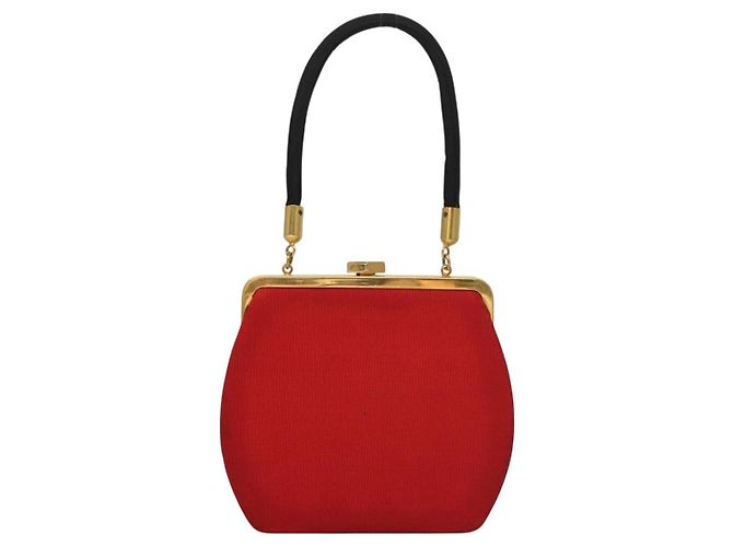 Borsa a mano FENDI in nylon rosso e oro Auth 135610 D'oro - vista 13