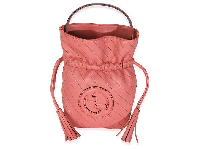 Borsa a secchiello Blondie in pelle di vitello rosa Gucci - vista 8