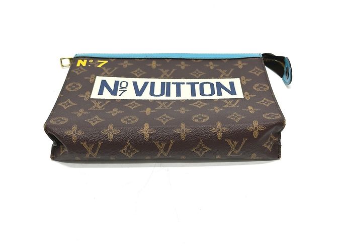 Pochette Voyage MM Monogramma Louis Vuitton Marrone Blu - vista 3