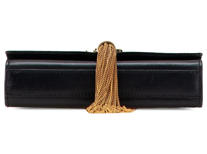 Borsa a tracolla in pelle nera Monogram Kate con frange di Saint Laurent Nero - vista 3