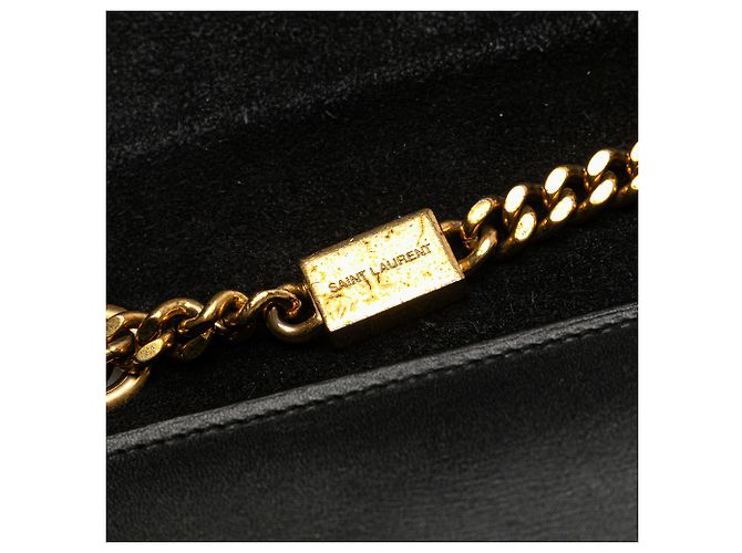 Borsa a tracolla in pelle nera Monogram Kate con frange di Saint Laurent Nero - vista 7