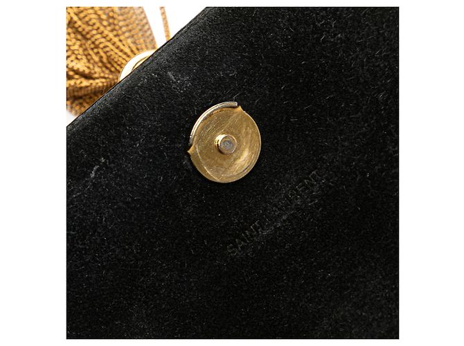 Borsa a tracolla in pelle nera Monogram Kate con frange di Saint Laurent Nero - vista 8