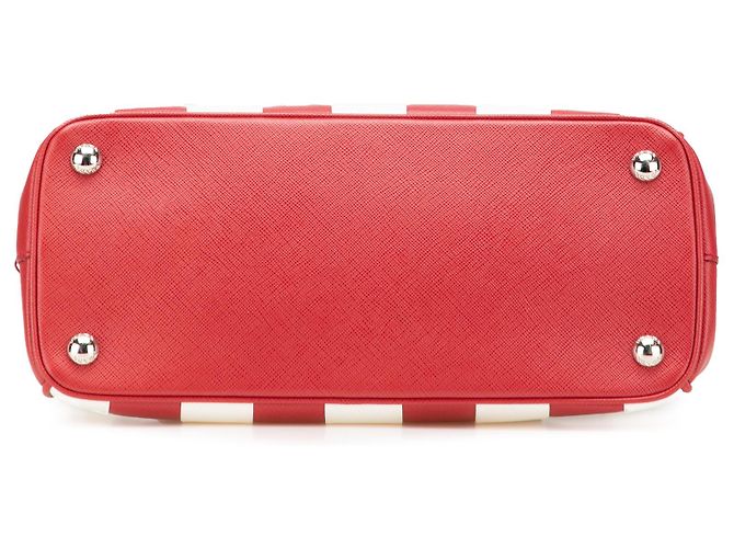 Prada Rote Kleine Bicolor Saffiano Galleria Doppelzip-Tasche - Ansicht 3