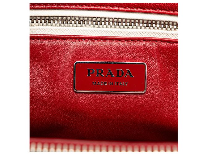Prada Rote Kleine Bicolor Saffiano Galleria Doppelzip-Tasche - Ansicht 5