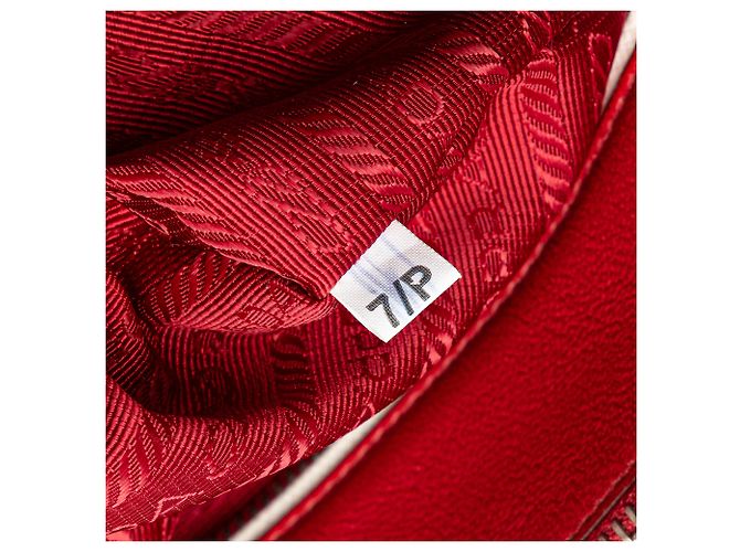 Prada Rote Kleine Bicolor Saffiano Galleria Doppelzip-Tasche - Ansicht 6