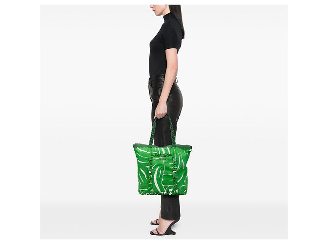 Miu Miu Tote Ivy de lona verde impresa - vista 9