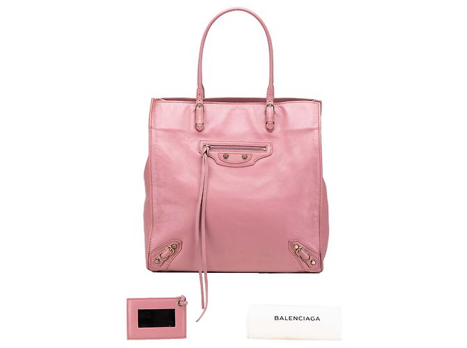 Balenciaga Pink Leder Papier A5 Tote - Ansicht 11
