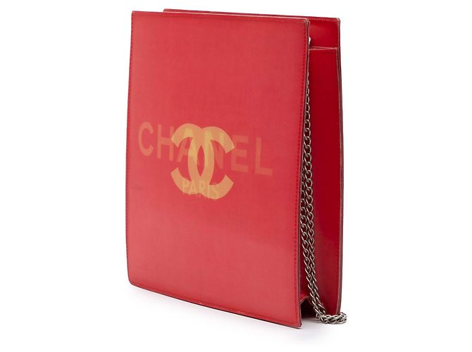 Borsa a spalla olografica CC in vinile rosso Chanel - vista 2