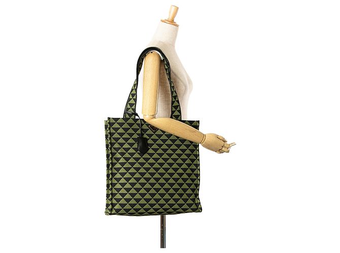Prada Grüner Jacquard Triangolo Symbole Einkaufstasche - Ansicht 12