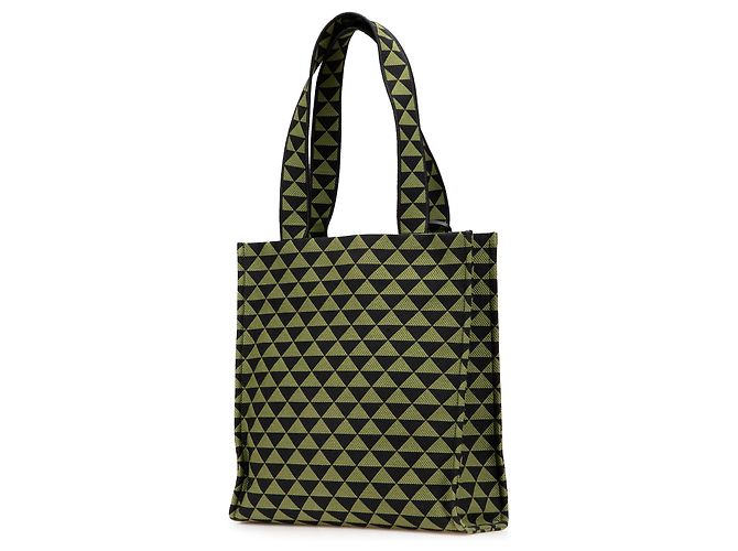 Prada Grüner Jacquard Triangolo Symbole Einkaufstasche - Ansicht 2
