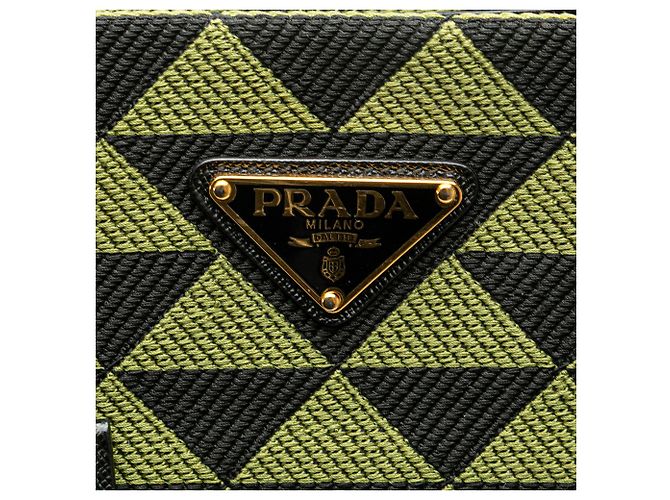 Prada Grüner Jacquard Triangolo Symbole Einkaufstasche - Ansicht 8