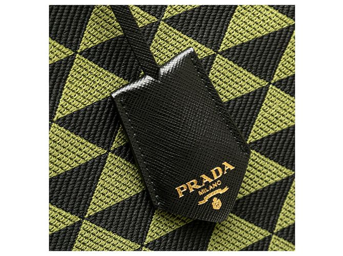 Prada Grüner Jacquard Triangolo Symbole Einkaufstasche - Ansicht 9