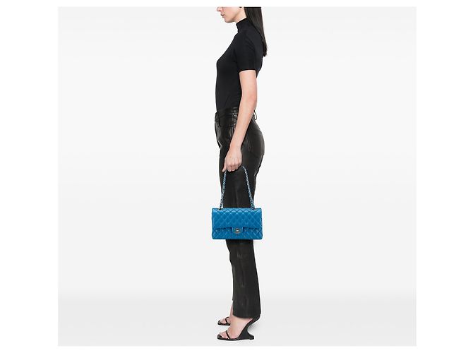 Chanel Blu Medio Classico Caviar Doppio - vista 8