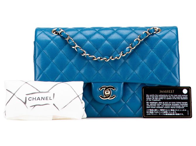 Chanel Blu Medio Classico Caviar Doppio - vista 9