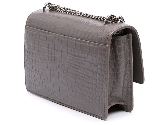 Cartera de cadena Monogram Sunset en cuero gris con estampado de cocodrilo Saint Laurent - vista 2
