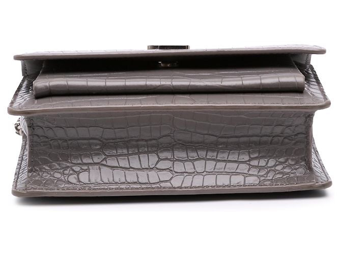 Cartera de cadena Monogram Sunset en cuero gris con estampado de cocodrilo Saint Laurent - vista 3