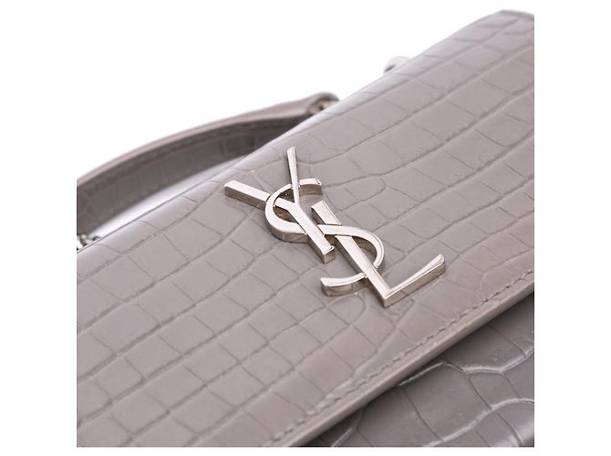 Cartera de cadena Monogram Sunset en cuero gris con estampado de cocodrilo Saint Laurent - vista 7