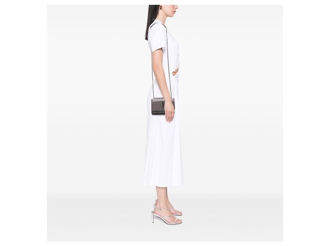 Cartera de cadena Monogram Sunset en cuero gris con estampado de cocodrilo Saint Laurent - vista 8