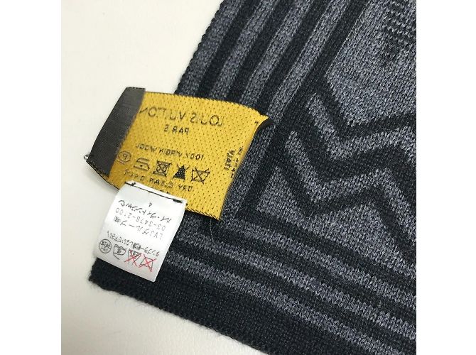 Stola in lana a righe Chevron Louis Vuitton Marrone Nero - vista 10