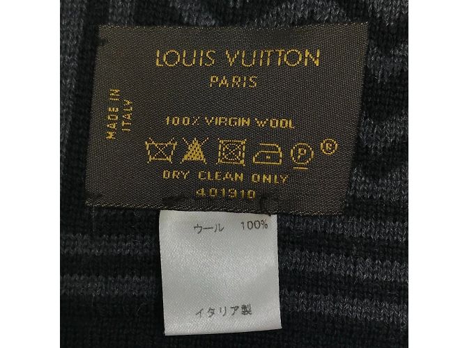 Stola in lana a righe Chevron Louis Vuitton Marrone Nero - vista 11