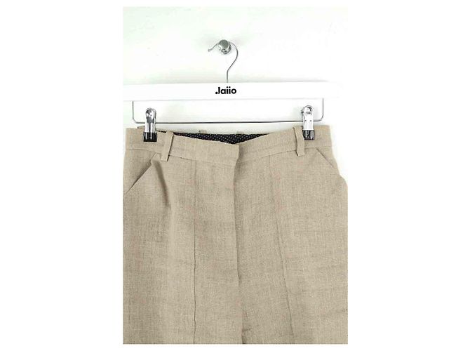 Céline Pantalón Recto de Lino Beige - vista 2