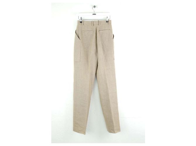 Céline Pantalón Recto de Lino Beige - vista 3