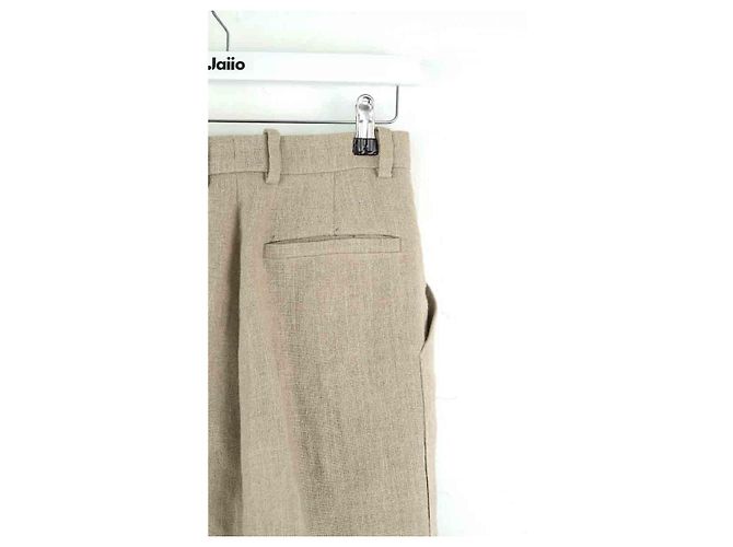 Céline Pantalón Recto de Lino Beige - vista 4
