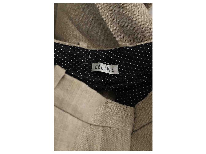 Céline Pantalón Recto de Lino Beige - vista 5