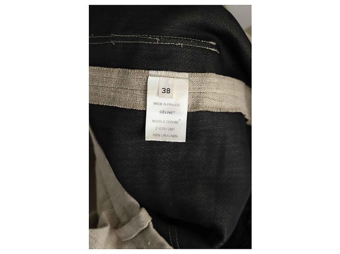 Céline Pantalón Recto de Lino Beige - vista 6